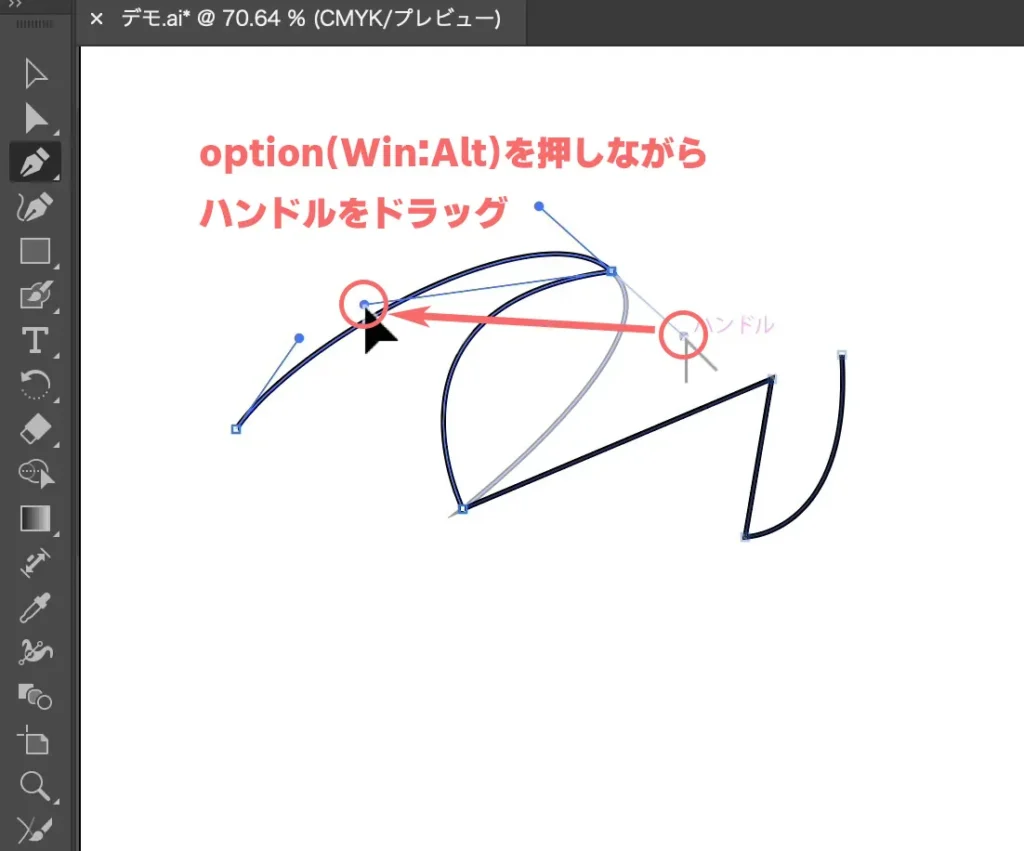 ハンドルを折り曲げる